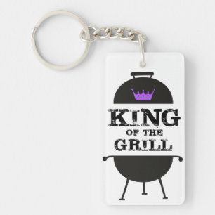 King Of The Grill, Black Purple Crown Keychain