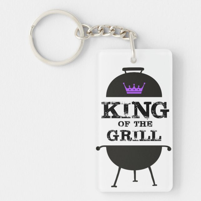King Of The Grill, Black Purple Crown Keychain (Front)