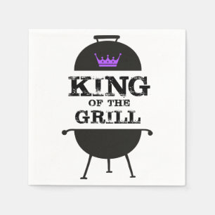 King Of The Grill, Black Purple Crown Napkin
