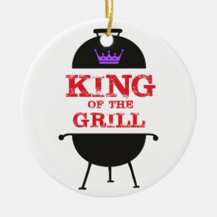 King Of The Grill, Black Purple Crown Red Ceramic Ornament