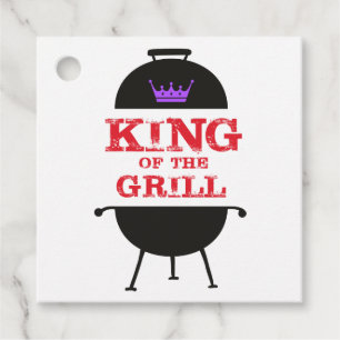 King Of The Grill, Black Purple Crown Red Favour Tags