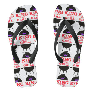 King Of The Grill, Black Purple Crown Red Flip Flops