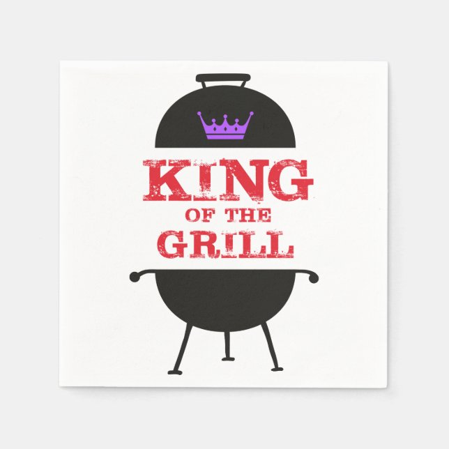 King Of The Grill, Black Purple Crown Red Napkin (Front)