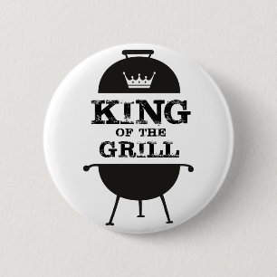King Of The Grill, Black White Crown 2 Inch Round Button