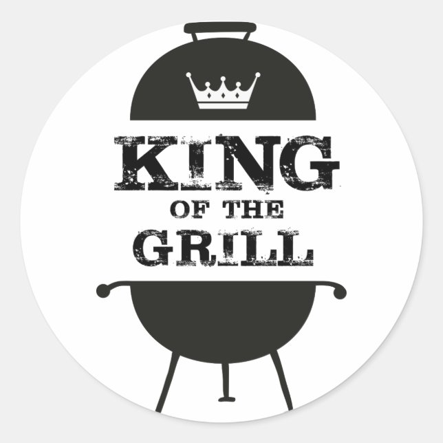 King Of The Grill, Black White Crown Classic Round Sticker (Front)