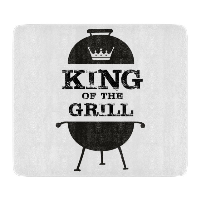 King Of The Grill, Black White Crown Cutting Board (Front)