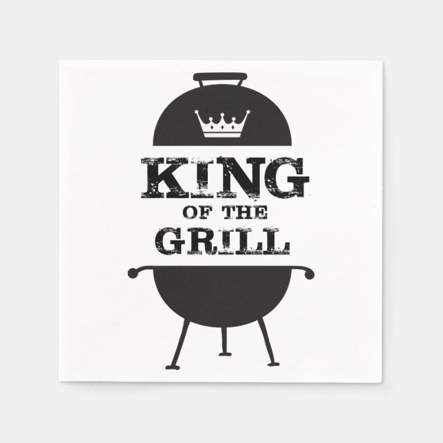 King Of The Grill, Black White Crown Napkin (Front)