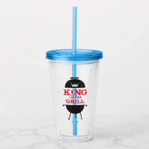 King Of The Grill, Black White Crown Red Acrylic Tumbler