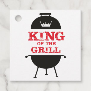 King Of The Grill, Black White Crown Red Favour Tags