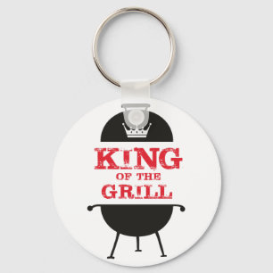 King Of The Grill, Black White Crown Red Keychain
