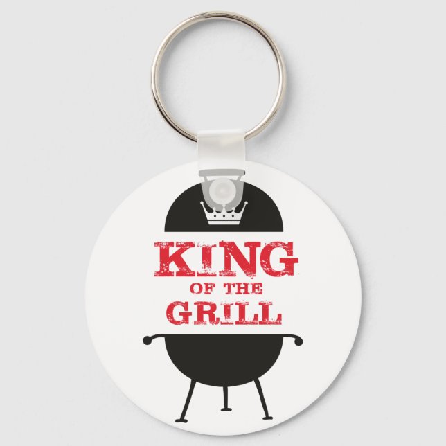 King Of The Grill, Black White Crown Red Keychain (Front)
