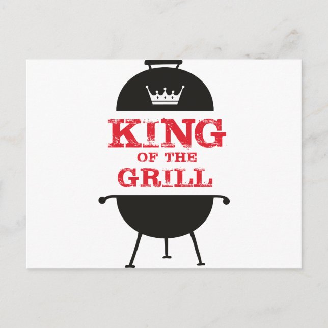 King Of The Grill, Black White Crown Red Postcard (Front)