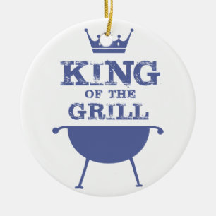 King Of The Grill, Blue Ceramic Ornament