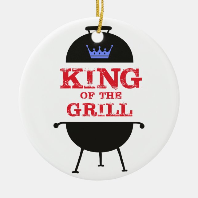 King Of The Grill, Blue Crown Red Ceramic Ornament (Front)