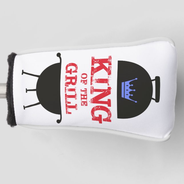 King Of The Grill, Blue Crown Red Golf Head Cover (Front)