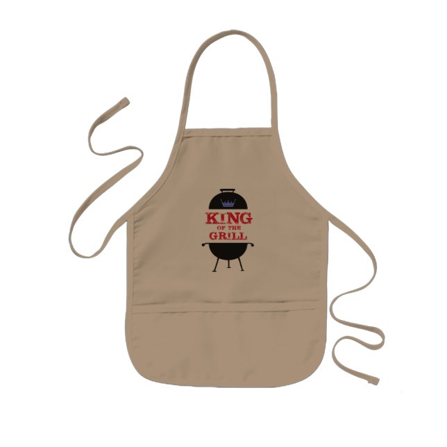 King Of The Grill, Blue Crown Red Kids Apron (Front)