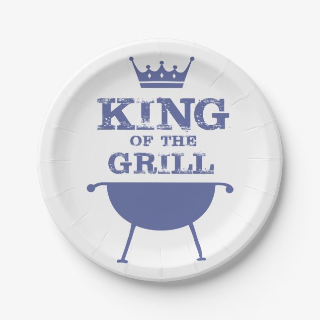King Of The Grill, Blue Paper Plate (Front)