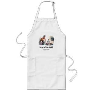 King of the Grill Caucasian personalize Long Apron