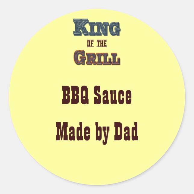 King of the Grill Custom Canning Label Sticker (Front)