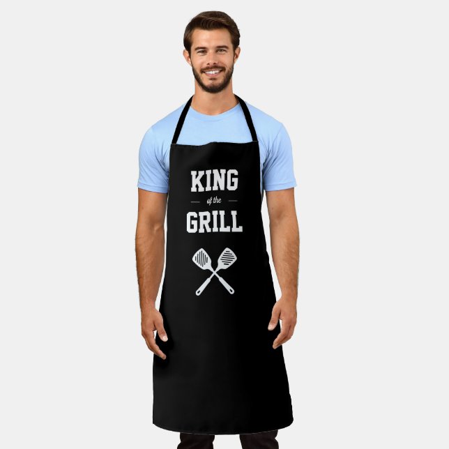 King of the Grill Funny Black White Grilling Apron (Worn)