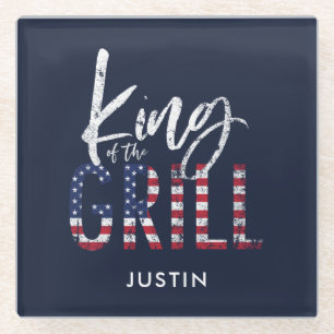 King of the grill  glass coaster