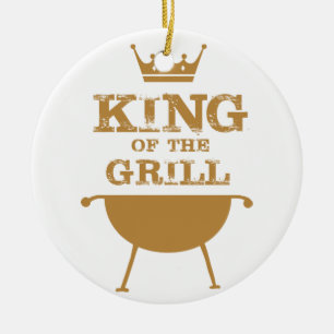 King Of The Grill, Gold Ceramic Ornament