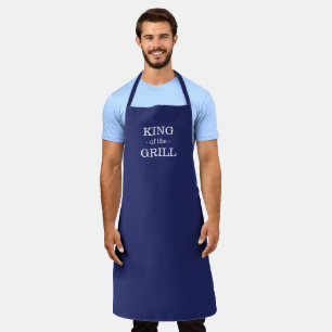 King of the Grill navy blue & white custom bbq fun Apron