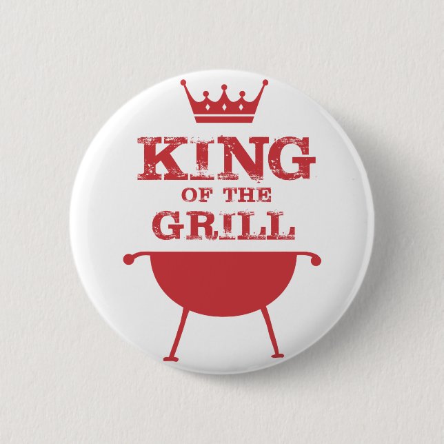King Of The Grill, Red 2 Inch Round Button (Front)
