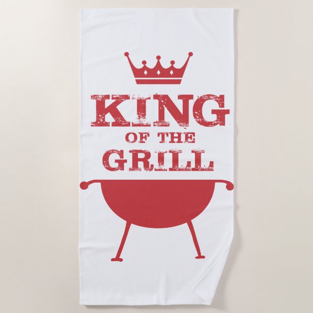 King Of The Grill, Red Beach Towel (Front)