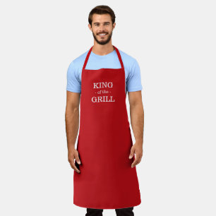 King of the Grill red custom solid modern bbq men  Apron