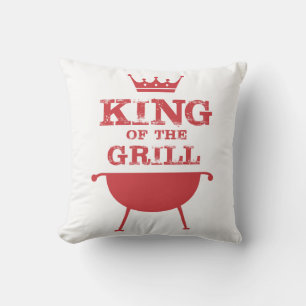 King Of The Grill, Red Throw Pillow