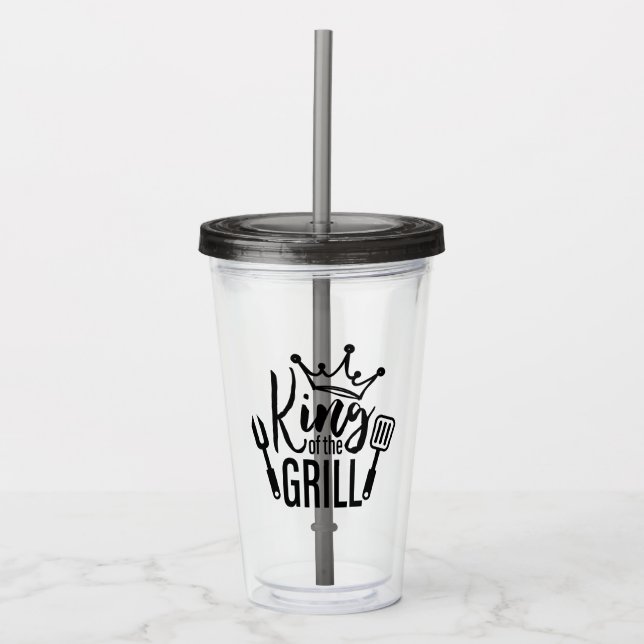 King of the Grill Typography Acrylic Tumbler (Front)