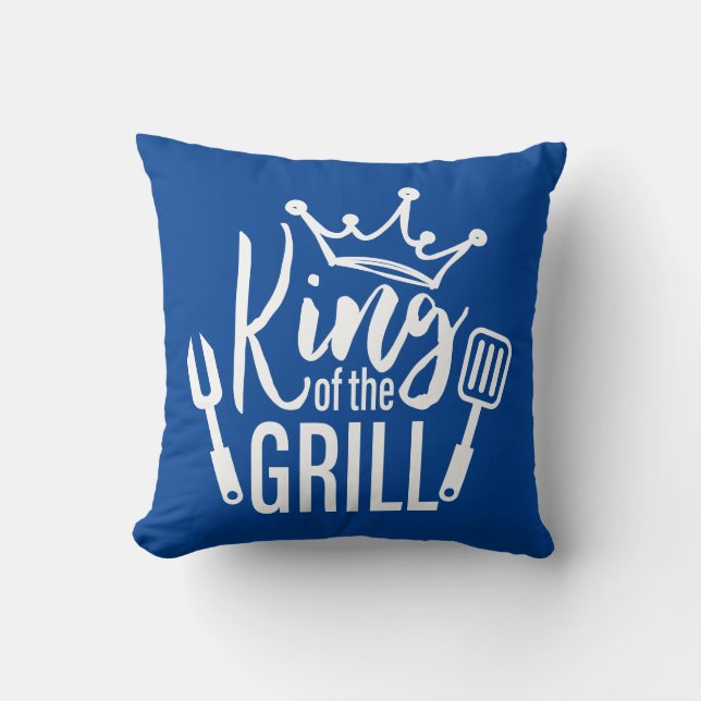 King of the Grill Typography Throw Pillow (Front)