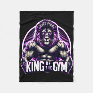 King Of The Gym Lion Flexing Muscules Bodybuilding Fleece Blanket