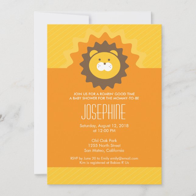 King of the Jungle Baby Shower Invitation (Front)