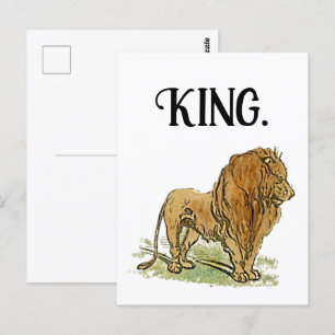 King of the Jungle Lion Cartoon, Bold Wildlife Art Postcard