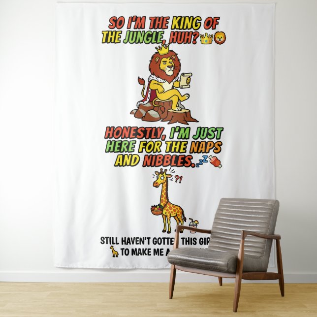 King Of The Jungle Lion Naps Funny Tapestry (In Situ)
