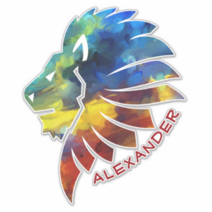 King of the jungle lion watercolor name monogram