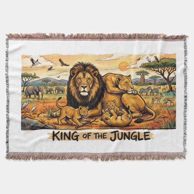 King of the jungle  throw blanket (Front)