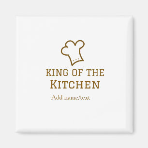 King of the kitchen brown chef cooking brown hat magnet