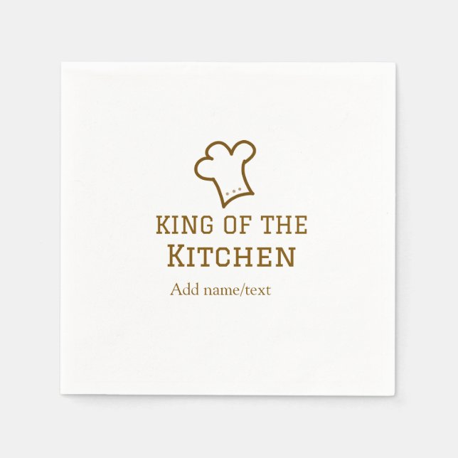 King of the kitchen brown chef cooking brown hat napkin (Front)