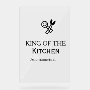 King of the kitchen chef cooking add name crown ha acrylic sign