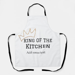 King of the kitchen chef cooking add name crown ha apron