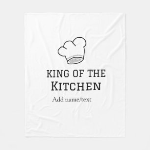 King of the kitchen chef cooking add name crown ha fleece blanket