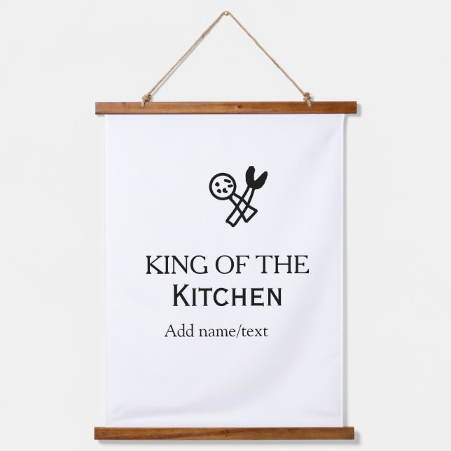 King of the kitchen chef cooking add name crown ha hanging tapestry (Front)