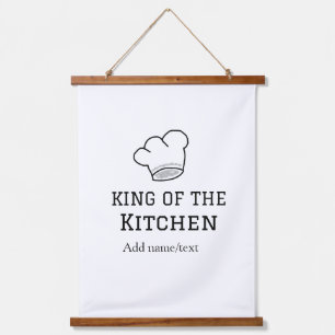 King of the kitchen chef cooking add name crown ha hanging tapestry
