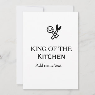 King of the kitchen chef cooking add name crown ha invitation