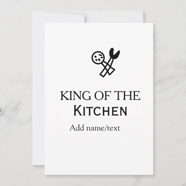 King of the kitchen chef cooking add name crown ha invitation (Front)