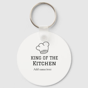 King of the kitchen chef cooking add name crown ha keychain