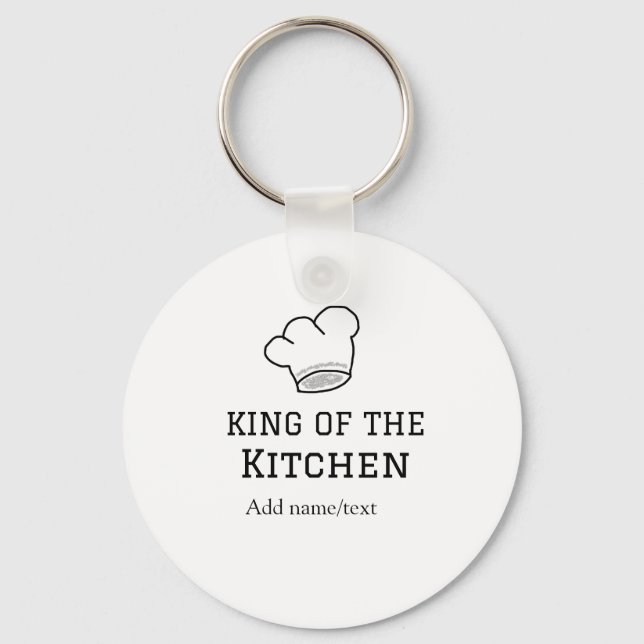 King of the kitchen chef cooking add name crown ha keychain (Front)